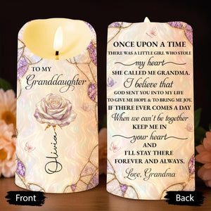 To My Granddaughter Once Upon A Time Flower And Butterflies - Personalized Custom LED Candle - GDT775_LECA