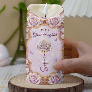 To My Granddaughter Once Upon A Time Roses And Butterflies - Personalized Custom LED Candle - GDT778_LECA