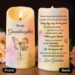 To My Granddaughter Never Forget I Love You Butterfly And Flowers - Personalized Custom LED Candle - GDT795_LECA