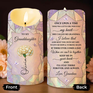 To My Granddaughter Once Upon A Time Flower Stained Glass - Personalized Custom LED Candle - GDT802_LECA