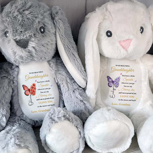 To My Beautiful Granddaughter You Leave A Little Sparkle Butterfly Flower - Personalized Stuffed Bunny - GDT803_BUN