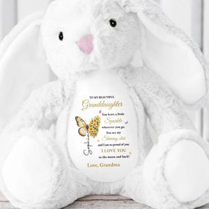 To My Beautiful Granddaughter You Leave A Little Sparkle Butterfly Flower - Personalized Stuffed Bunny - GDT803_BUN
