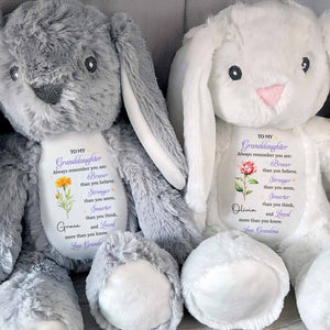 To My Granddaughter Always Remember You Are Braver Purple Flower - Personalized Stuffed Bunny - GDT810_BUN