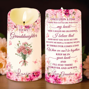 To My Granddaughter, Once Upon A Time, Custom Birth Month Flowers - Personalized Custom LED Candle - GDT814_LECA