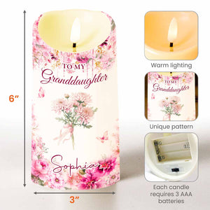 To My Granddaughter, Once Upon A Time, Custom Birth Month Flowers - Personalized Custom LED Candle - GDT814_LECA