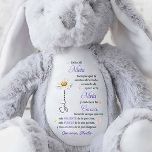 Para Mi Nieta Valiente Fuerte Y Amada Birth Month Flower - Personalized Stuffed Bunny - GDT839_BUN