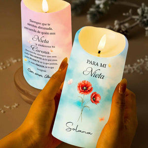 Para Mi Nieta Siempre Que Te Sientas Abrumada Flower And Butterflies - Personalized Custom LED Candle - GDT839_LECA