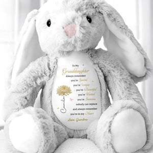 To My Granddaughter Always Remember With Birth Flower And Butterflies - Personalized Stuffed Bunny - GDT850_BUN