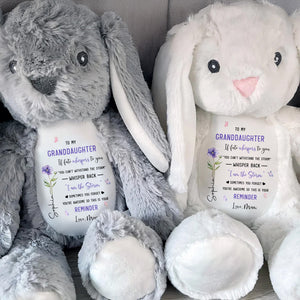 To My Granddaughter If Fate Whispers With Birth Month Flowers - Personalized Stuffed Bunny - GDT856_BUN