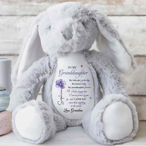 To My Granddaughter My Little Girl Yesterday Flower Butterfly - Personalized Stuffed Bunny - GDT858_BUN