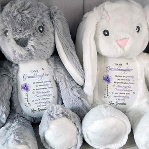 To My Granddaughter My Little Girl Yesterday Flower Butterfly - Personalized Stuffed Bunny - GDT858_BUN