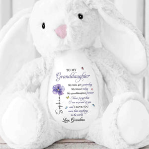 To My Granddaughter My Little Girl Yesterday Flower Butterfly - Personalized Stuffed Bunny - GDT858_BUN