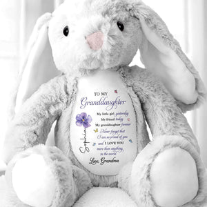 To My Granddaughter My Little Girl Yesterday Flower Butterfly - Personalized Stuffed Bunny - GDT858_BUN