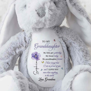 To My Granddaughter My Little Girl Yesterday Flower Butterfly - Personalized Stuffed Bunny - GDT858_BUN