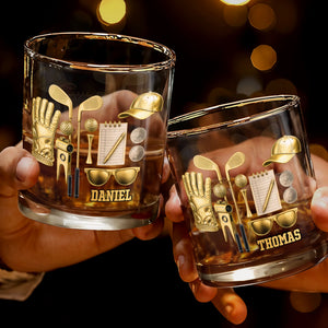 A Perfect Day On The Course Golf Clubs And Gear - Personalized Custom Whiskey Glass - GOLF018_RWG