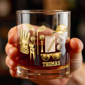 A Perfect Day On The Course Golf Clubs And Gear - Personalized Custom Whiskey Glass - GOLF018_RWG