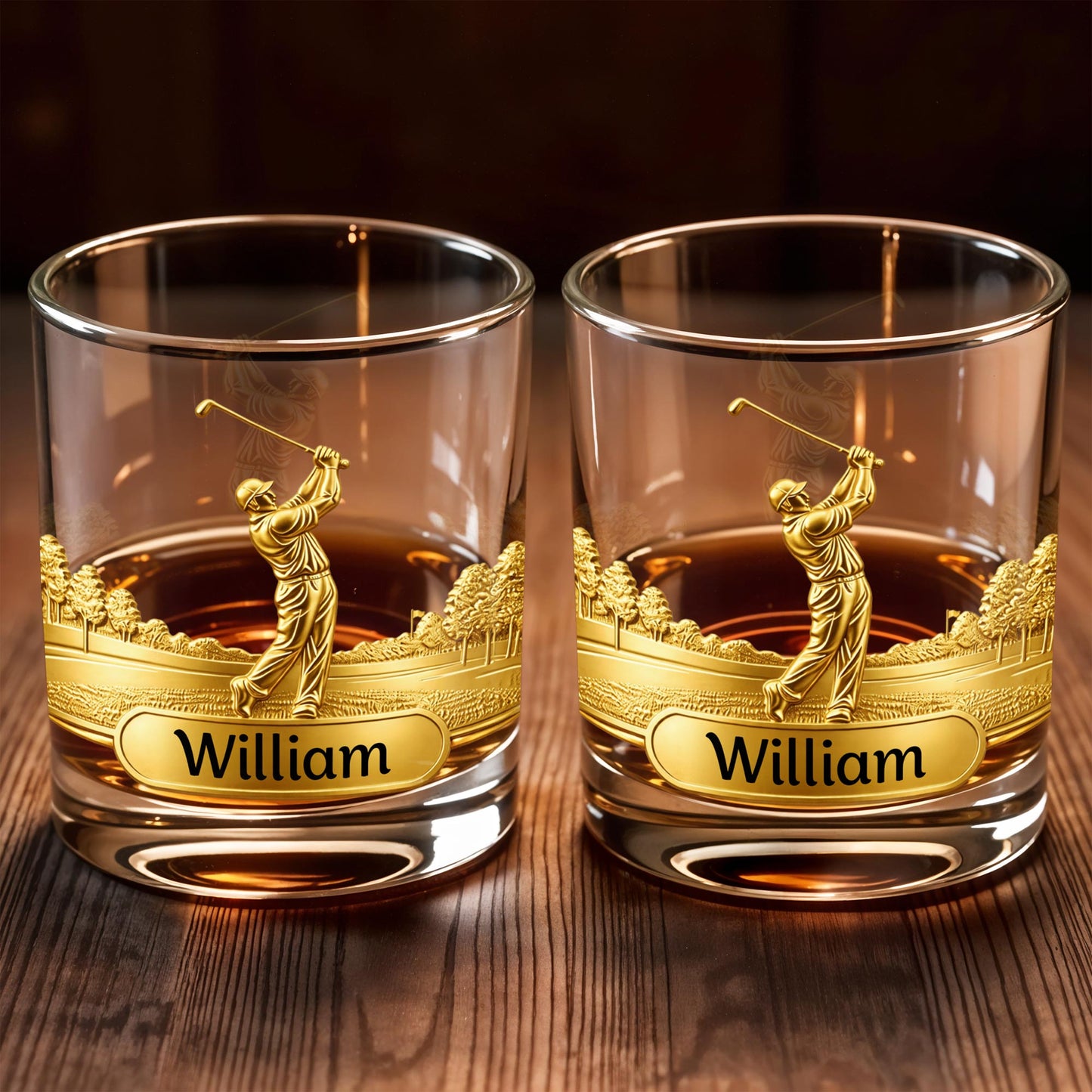 A Master On The Course Golfer With Golf Club Relief - Personalized Custom Whiskey Glass - GOLF023_RWG