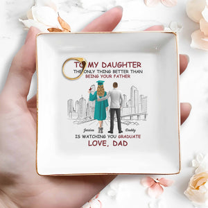 To My Daughter, The Only Thing Better Than Being Your Mother, Graduation Cap, City Skyline - Personalized Custom Jewelry Dish, Square Ceramic Dish - GRAD344_SCRD