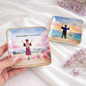 Believe In Yourself, Graduate and Nature Scenery - Personalized Custom Jewelry Dish, Ceramic Dish, Square Shape - GRAD348_SCRF