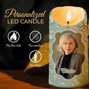 On Your Graduation Day My Heart Is There With Flowers And Photo - Personalized Custom LED Candle - GRAD486_LECA