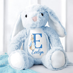 Cute Bunny With Monogrammed Letter And Custom Name - Personalized Stuffed Bunny - GRK005_BUN