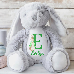 Cute Bunny With Monogrammed Letter And Custom Name - Personalized Stuffed Bunny - GRK005_BUN