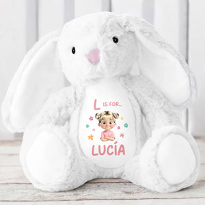 B Is For... Billy, Stuffed Bunny With Cartoon Character - Personalized Stuffed Bunny - GRK019_BUN
