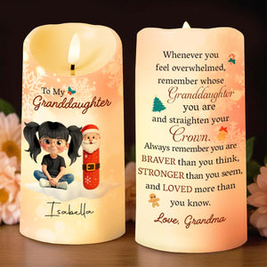 Remember Whose Granddaughter You Are, Santa Claus And Crown - Personalized Custom LED Candle - GRK098_LECA