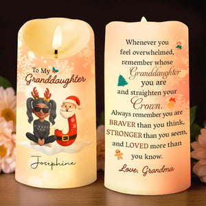 Remember Whose Granddaughter You Are, Santa Claus And Reindeer - Personalized Custom LED Candle - GRK099_LECA