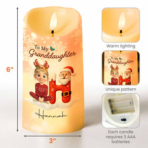 Remember Whose Granddaughter You Are, Santa Claus And Reindeer - Personalized Custom LED Candle - GRK099_LECA