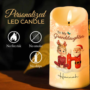 Remember Whose Granddaughter You Are, Santa Claus And Reindeer - Personalized Custom LED Candle - GRK099_LECA