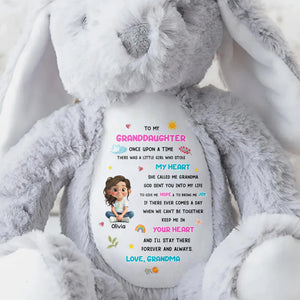 To My Granddaughter, Little Girl Who Stole My Heart - Personalized Stuffed Bunny - GRK108_BUN