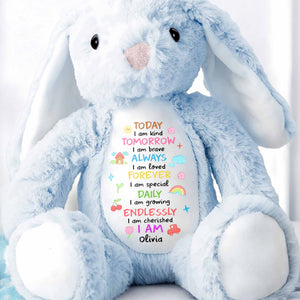 Today I Am Kind, Loved And Cherished Personalized - Personalized Stuffed Bunny - GRK109_BUN