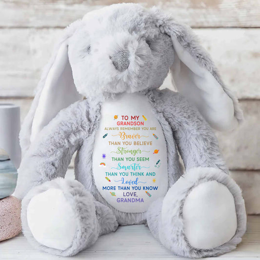 Always Remember You Are Braver, Stars And Hearts Design - Personalized Stuffed Bunny - GRK110_BUN