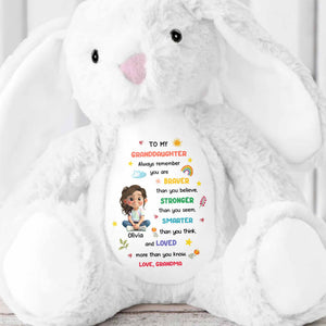 To My Granddaughter, Braver, Stronger, Smarter - Personalized Stuffed Bunny - GRK111_BUN