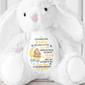 To My Beautiful Grandson Sparkle Wherever You Go Bunnies Moon And Stars - Personalized Stuffed Bunny - GRK114_BUN
