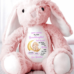 Happy Easter My Dear Granddaughter Side By Side Bunny Moon And Stars - Personalized Stuffed Bunny - GRK115_BUN
