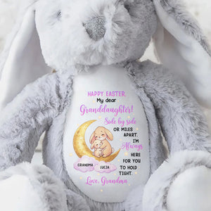 Happy Easter My Dear Granddaughter Side By Side Bunny Moon And Stars - Personalized Stuffed Bunny - GRK115_BUN