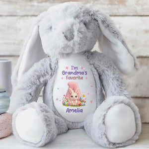 I'm Grandma's Favorite Personalized Letter And Bunny Flower - Personalized Stuffed Bunny - GRK126_BUN