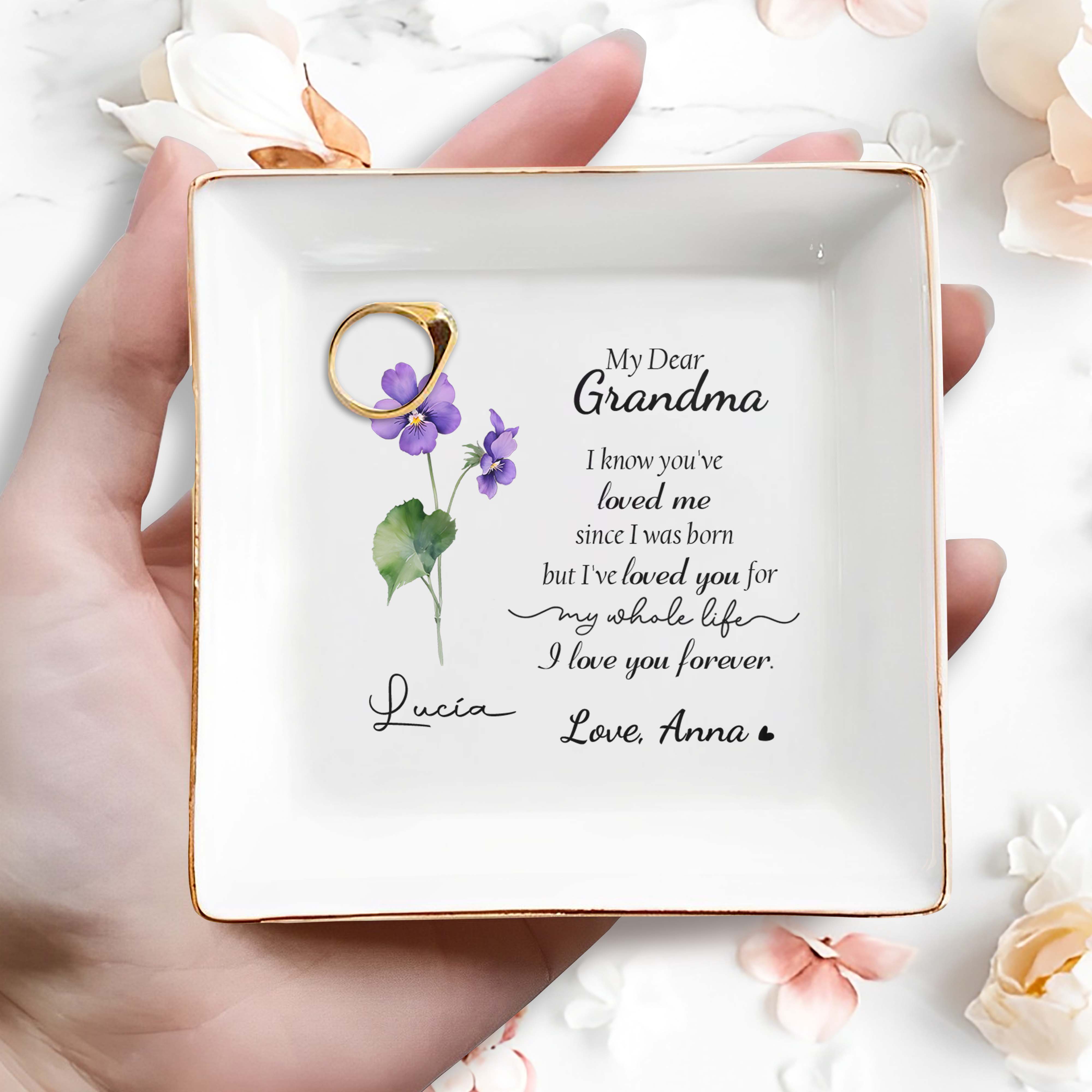 Love You Forever Grandma - Personalized Custom Jewelry Dish - GRM012_SCRD