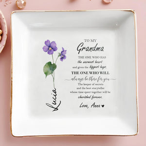 To My Grandma Warmest Heart Biggest Hugs Best Storyteller - Personalized Custom Jewelry Dish - GRM013_SCRD