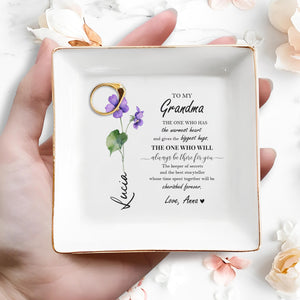 To My Grandma Warmest Heart Biggest Hugs Best Storyteller - Personalized Custom Jewelry Dish - GRM013_SCRD