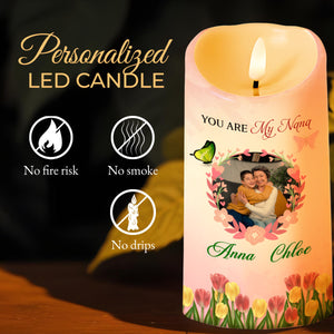 Dear Nana, Thank You For Teaching Me Strength And Love - Personalized Custom LED Candle - GRM020_LECA