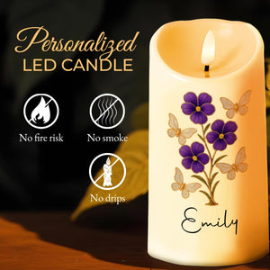 Blessed Is She Who Imparts Care, Flowers and Butterflies - Personalized Custom LED Candle - GRM043_LECA
