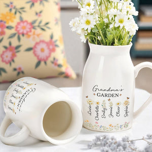 Grandma's Garden With Flowers And Bees - Personalized Ceramic Flower Vase
