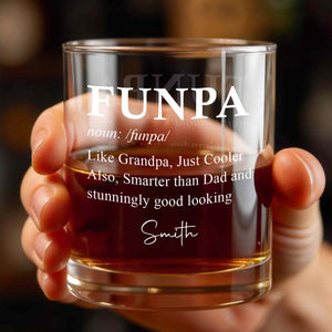 Funpa Like Grandpa Just Cooler Typography Dictionary Design - Personalized Custom Whiskey Glass - GRP056_RWG