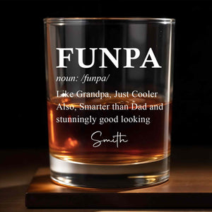 Funpa Like Grandpa Just Cooler Typography Dictionary Design - Personalized Custom Whiskey Glass - GRP056_RWG