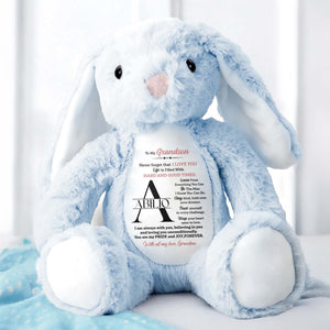 To My Grandson, Never forget that I LOVE YOU, Stuffed Bunny - Personalized Stuffed Bunny - GSN002_BUN