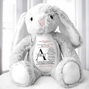 To My Grandson, Never forget that I LOVE YOU, Stuffed Bunny - Personalized Stuffed Bunny - GSN002_BUN