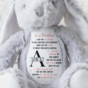 To My Grandson, I Wish You Strength, Stuffed Bunny - Personalized Stuffed Bunny - GSN006_BUN